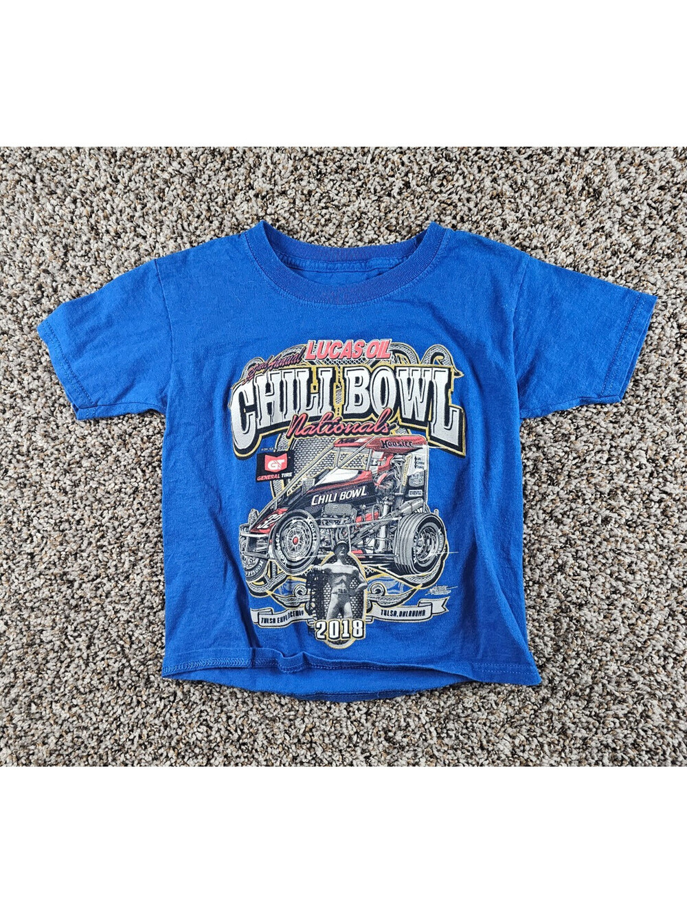 2018 Chili Bowl Sprint Car Racing Short Sleeve T Shirt Boys Sz S Blue